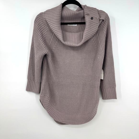 NEW 89th and Madison Off Shoulder Cowl Neck Sweater S Quail Chunky Knit Preppy - Picture 1 of 9